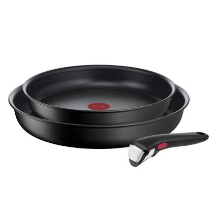 Sæt med pander INGENIO ECO RESIST L3979102, sæt med 3, sort, aluminium, Tefal