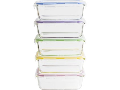 Beholdere til opbevaring af mad PKV-5SRB 850 ml, sæt med 5 stk, glas/plast, Pebbly
