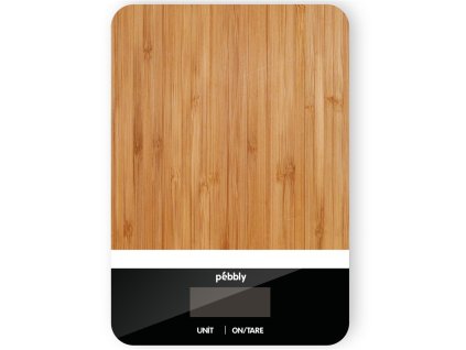 Digital madvægt PEB-BRN 23 cm, sort, bambus, Pebbly