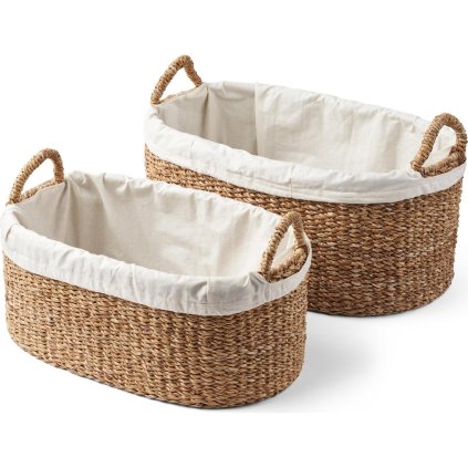 Vasketøjsbeholder WICKER, sæt med 2 stk, søgræs, Humdakin