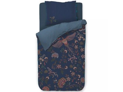 Enkelt sengetøj BUENAS NOCHCES 140 x 200 cm, mørk blå, bomuldspercale, Pip Studio