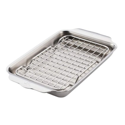 225612 plech na peceni ovenbond 28 x 17 cm s chladici mrizkou stribrna nerezova ocel hestan
