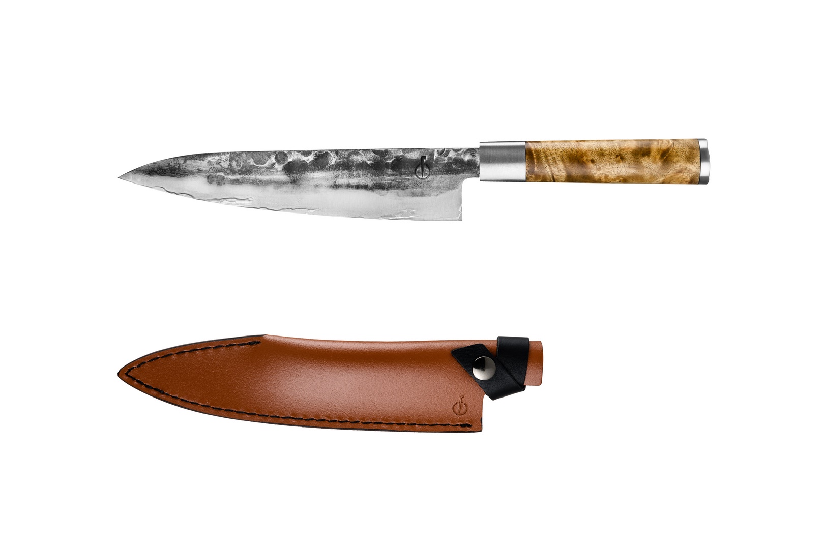 Kokkekniv VG10 20,5 cm, med læderetui, Forged