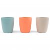 Børnekrus, sæt med 3 stk, 160 ml, blå, koral, beige, silikone, Done by Deer