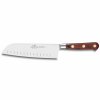Santoku-kniv SAVEUR 18 cm, med nitter i messing, brun, Lion Sabatier