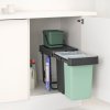 Affaldsspand for indbygning SORT & GO 2x 15 l, mørkegrå/jadegrøn, plast, Brabantia