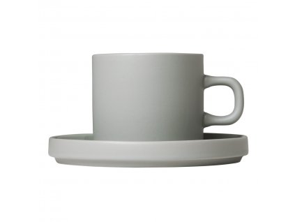 Taza de café con platillo PILAR, 200 ml, gris claro, Blomus