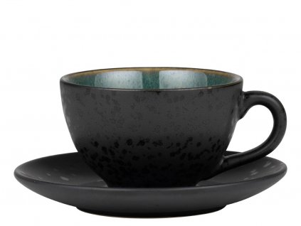 Taza de té con platillo, 220 ml, negro/verde, Bitz