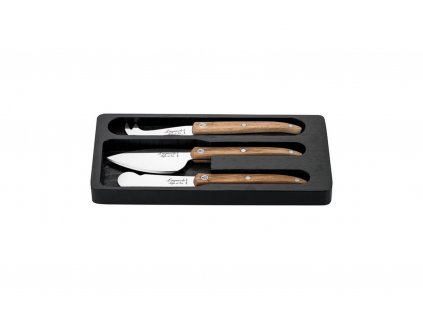 Cuchillo para queso INNOVATION, set de 3 piezas, estuche de regalo, mango de madera de roble, Laguiole