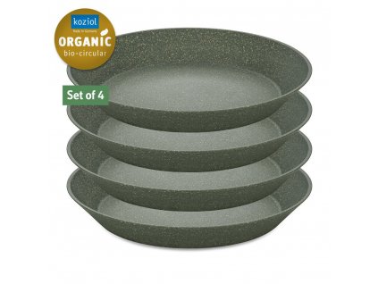 Plato hondo de plástico CONNECT, juego de 4 piezas, 24 cm, gris ceniza natural, Koziol