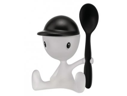 Huevera CICO, con cuchara, negro/blanco, Alessi