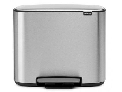 Cubo de basura con pedal BO 11 + 23 l, acero mate, Brabantia