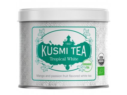 Té blanco en hojas sueltas TROPICAL, lata de 90 g, Kusmi Tea