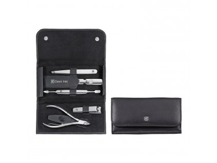 Estuche de manicura CLASSIC INOX, 5 piezas, con alicate para cutículas, negro, Zwilling