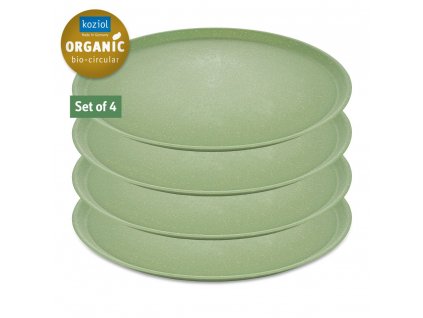 Plato de plástico CONNECT, juego de 4 piezas, 25,5 cm, verde hoja natural, Koziol