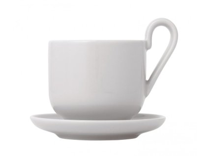 Taza espresso con platillo RO, juego de 2 piezas, 80 ml, gris claro, Blomus