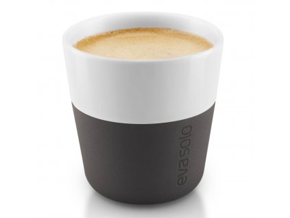 Taza espresso, 80 ml, juego de 2 piezas, con tapa de silicona, negro carbón, Eva Solo