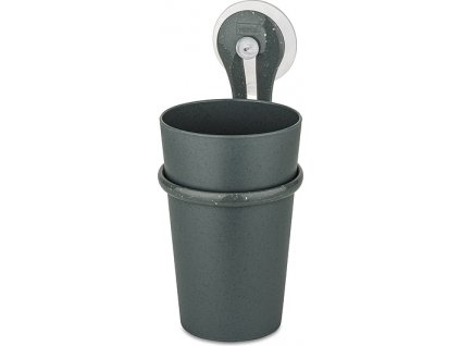 Vaso portacepillos con ventosa LOOP, 300 ml, gris natural, Koziol