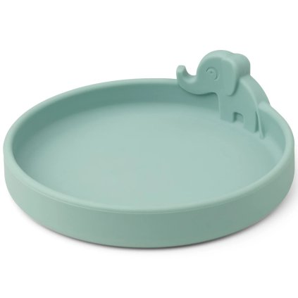 Plato infantil PEEKABOO ELPHEE 16 cm, azul, silicona, Done by Deer