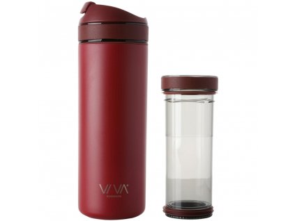 Taza de viaje con infusor de té, RECHARGE ANYTIME 460 ml, color frambuesa, Viva Scandinavia