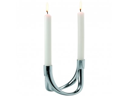 Candelero BOW 8 cm, para 2 velas, plata, Philippi