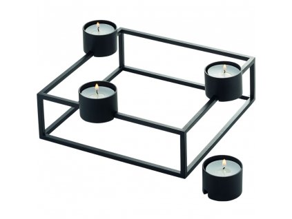 Portavelas para velas de té CUBO 20 cm, negro, Philippi