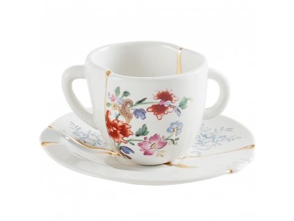 Taza de café con platillo KINTSUGI 1 blanco, Seletti