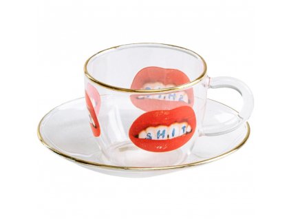 Taza de espresso con platillo TOILETPAPER SHIT 50 ml, Seletti