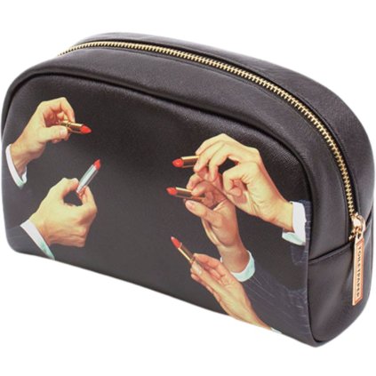 Bolsa para cosméticos TOILETPAPER LIPSTICKS 23 x 13 cm, negro, Seletti