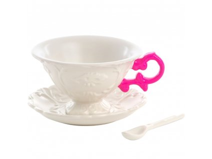 Taza de té con platillo y cuchara I-WARES, fucsia, Seletti