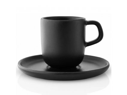 Taza de espresso con platillo NORDIC KITCHEN 70 ml, negro, gres, Eva Solo