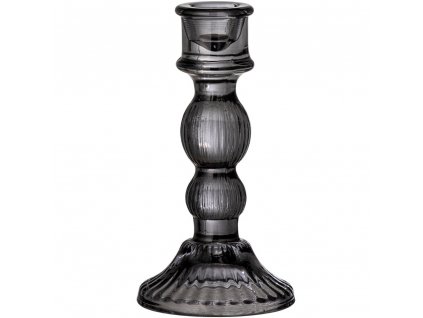 Candelero LITUS 15 cm, negro, cristal, Bloomingville