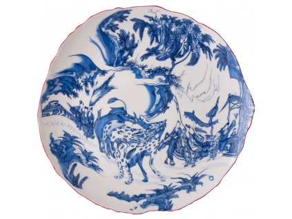 Plato llano DIESEL CLASSICS ON ACID BLUE CHINOISERIE 28 cm, azul, porcelana, Seletti