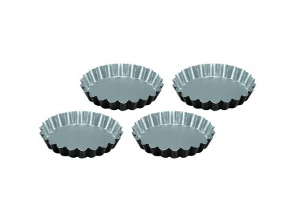 Molde para tartas SILVER ELEGANCE, juego de 4, 12 cm, negro, acero, Guardini