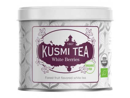 Té blanco WHITE BERRIES, lata de 90 g de té en hojas sueltas, Kusmi Tea