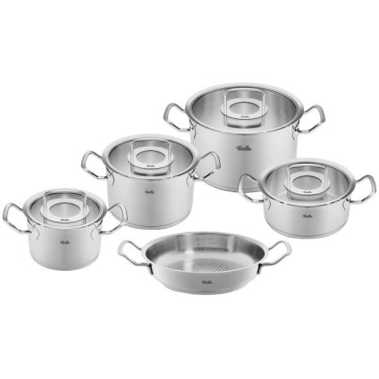 Batería de cocina ORIGINAL PROFI, juego de 5, plata, acero inoxidable, Fissler