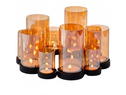 Portavelas para velas de té BELLO HORIZONTE 29 cm, negro, hierro/vidrio, Philippi