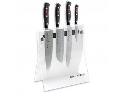 Cuchillos de cocina PREMIER PLUS con soporte, juego de 4, blanco, acero inoxidable, F.DICK