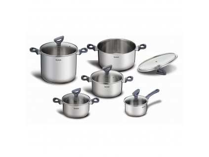 Batería de cocina DAILY COOK G712SA55, juego de 10, plata, acero inoxidable, Tefal