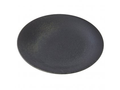 Plato llano BB BLACK 28 cm, negro, cerámica, MIJ