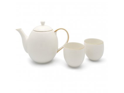 Juego de té CANTERBURY 1,2 l, juego de 3 piezas, blanco, porcelana, Bredemeijer