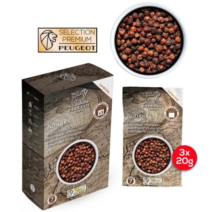 Pimienta roja KAMPOT PREMIUM 3 x 20 g, Peugeot