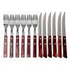 Juego de cubiertos para bistec CHURRASCO, 12 piezas, mangos de madera rojos, Tramontina