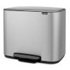 Cubo de basura con pedal BO 11 + 23 l, acero mate, Brabantia