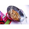 Wok, 37 cm, con tapa de cristal, cereza, hierro fundido, Staub