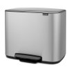 Cubo de basura con pedal BO, 3 x 11 l, acero mate, Brabantia