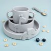 Plato infantil PEEKABOO ELPHEE 16 cm, gris, silicona, Done by Deer