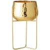 Macetero con pedestal RUSSELL 23 x 12 cm, oro, metal, Bloomingville