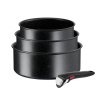 Ollas INGENIO BLACK STONE L3998902, juego de 4, negro, aluminio, Tefal
