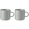 Taza de café 200 ml, juego de 2 piezas, gris claro, gres, Stelton